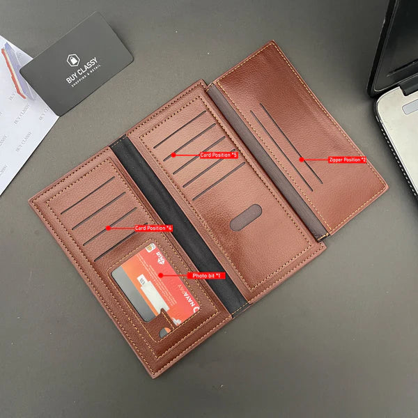 Men's Three-Layer Wallet with Large Capacity and Multi-functional Design