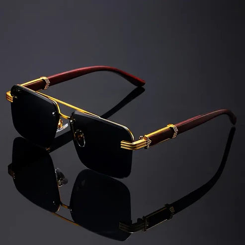 Stylish Double Beam Half-Frame Polygonal Edgeless Glasses